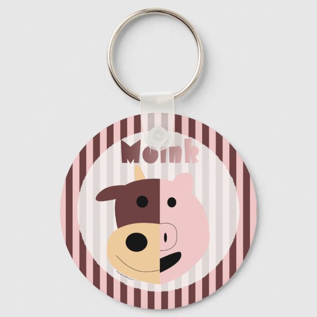 Kuh + Schwein = Schlüsselanhänger rosa (Vorderseite)