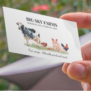 Kuh Schwein Tier Landwirtschaft Farm Aquarell  Visitenkarte