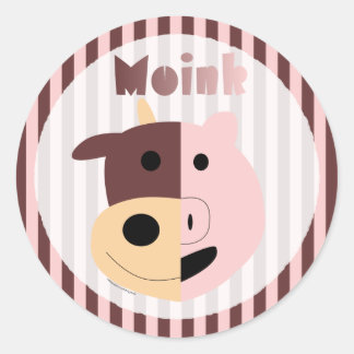 Kuh + Schwein = Tintenkleber Runder Aufkleber