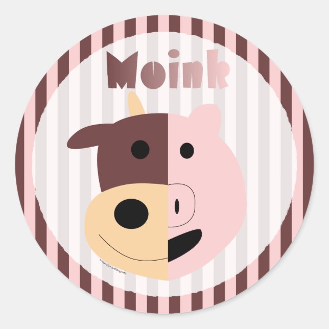 Kuh + Schwein = Tintenkleber Runder Aufkleber (Vorderseite)