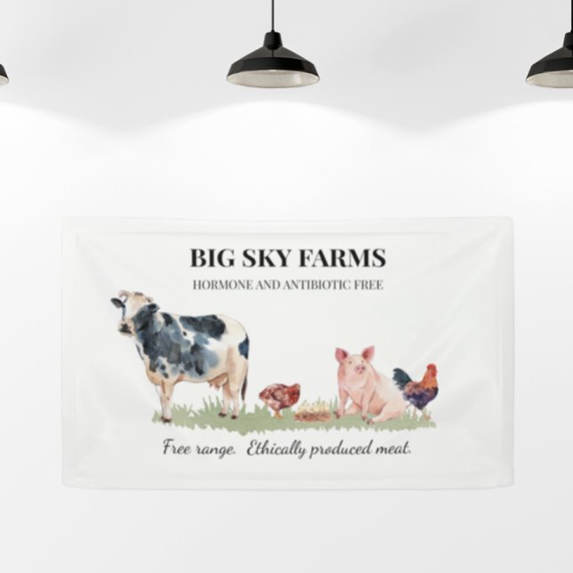 Kuh Schweinefleisch Zuchtbetrieb Aquarell Banner (Von Creator hochgeladen)