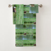 Kuh schwimmt in einem Teich