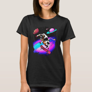 Kuh Skateboarding im Weltraum Retro Vintage Ska T-Shirt