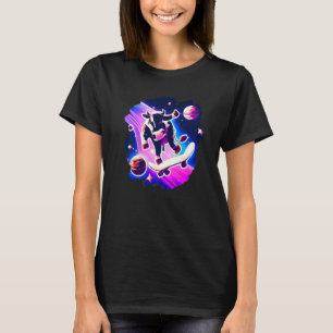 Kuh Skateboarding im Weltraum Retro Vintage Ska T-Shirt