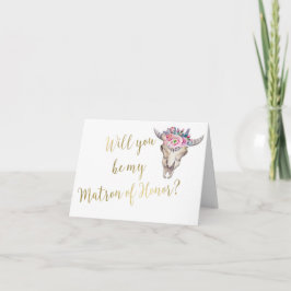 Kuh Skull Boho Wedding Gold Matron of Ehre Dankeskarte