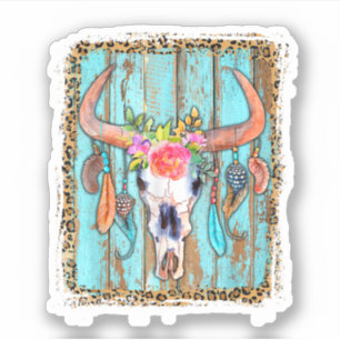 Kuh Skulls für Frauen Leopard Print. Perfektes Des Aufkleber