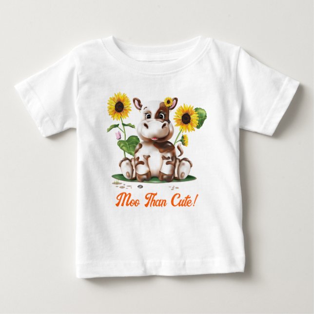 Kuh Sonnenblume Baby T-shirt (Vorderseite)