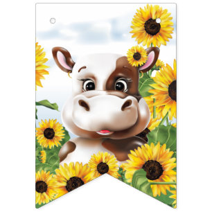 Kuh Sonnenblume Happy Birthday Wimpelkette