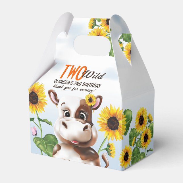 Kuh Sonnenblume Mädchen 2. Geburtstag Geschenkschachtel (Vorderseite)