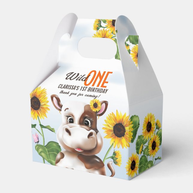 Kuh Sonnenblume Mädchen Erstgeburt Geschenkschachtel (Vorderseite)