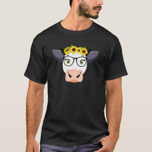 Kuh Sonnenblume Niedliche Brille Kuh T-Shirt