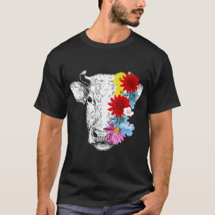 Kuh Sonnenblume Niedliche Kuh Blumen Farm Scheune T-Shirt