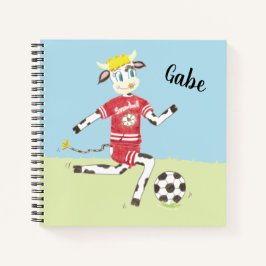 Kuh spielt Fußball Kinderskizze/üben Notebook Notizbuch