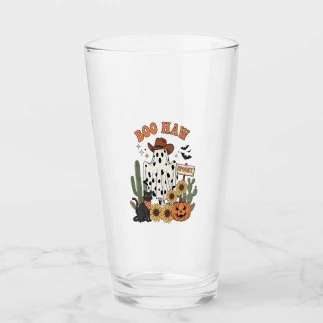 Kuh Spot Ghost Western Funny Halloween Glas (Vorderseite)