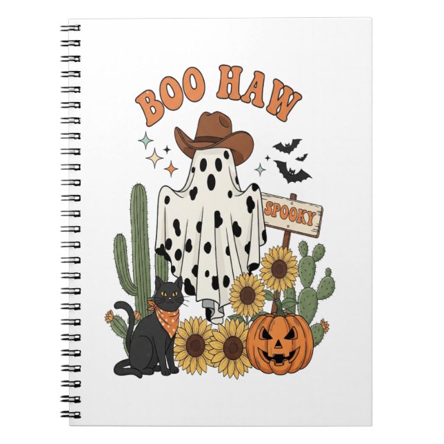 Kuh Spot Ghost Western Funny Halloween Notizblock (Vorderseite)