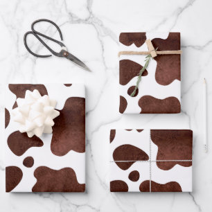 Kuh-Spots Muster braun und Weiß-Tierdruck Geschenkpapier Set