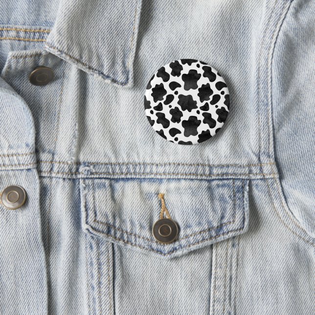 Kuh-Spots Muster Schwarz-Weiß-Tierdruck Button (Beispiel)