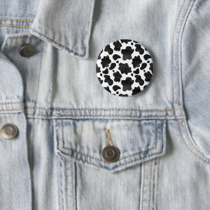 Kuh-Spots Muster Schwarz-Weiß-Tierdruck Button