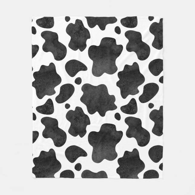 Kuh-Spots Muster Schwarz-Weiß-Tierdruck Fleecedecke (Vorderseite)