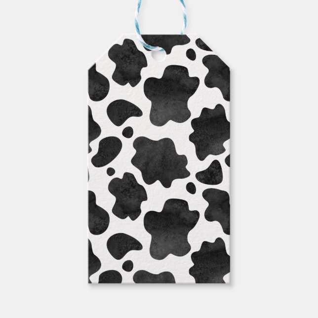 Kuh-Spots Muster Schwarz-Weiß-Tierdruck Geschenkanhänger (Vorderseite)