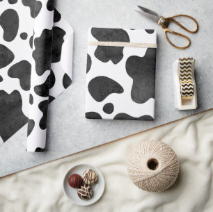Kuh-Spots Muster Schwarz-Weiß-Tierdruck Geschenkpapier