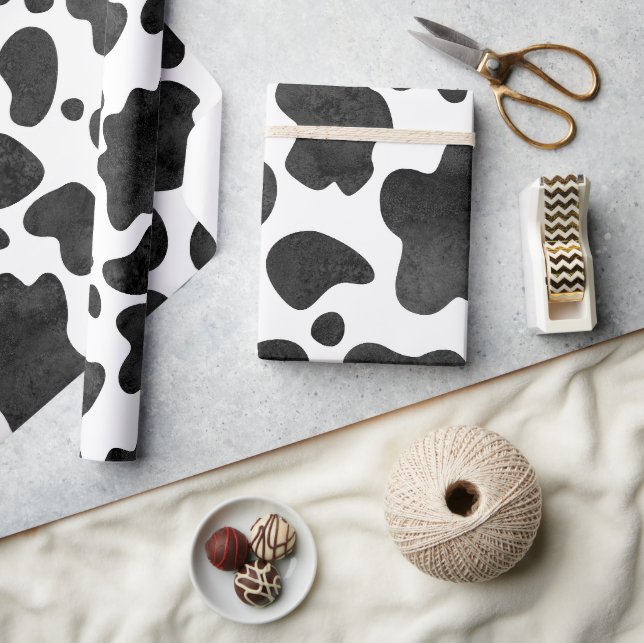Kuh-Spots Muster Schwarz-Weiß-Tierdruck Geschenkpapier (Kunsthandwerk)
