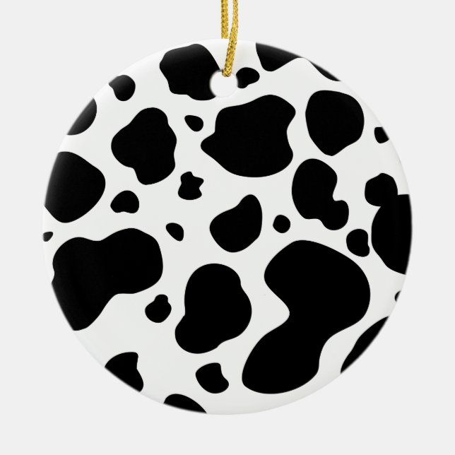 Kuh-Spots Muster Schwarz-Weiß-Tierdruck Keramik Ornament (Vorne)