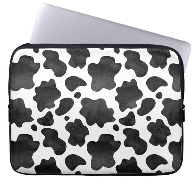 Kuh-Spots Muster Schwarz-Weiß-Tierdruck Laptopschutzhülle (Vorderseite)