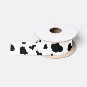 Kuh-Spots Muster Schwarz-Weiß-Tierdruck Satinband
