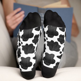 Kuh-Spots Muster Schwarz-Weiß-Tierdruck Socken