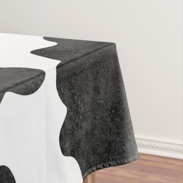 Kuh-Spots Muster Schwarz-Weiß-Tierdruck Tischdecke (Beispiel)