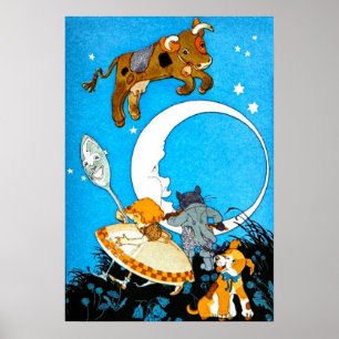 Kuh sprang über den Mond (in 23 Größen) Poster