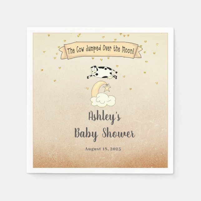 Kuh sprang über die Mond-Babydusche Serviette (Vorderseite)