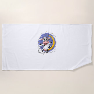 Kuh springt über den Mond _1 Strandtuch