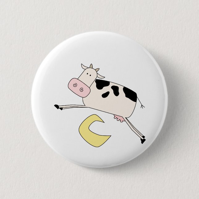 Kuh springt über Mond-T-Shirts und Geschenke Button (Vorderseite)