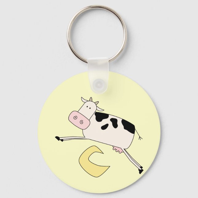 Kuh spuckt über die Mond-Hemden und Geschenke Schlüsselanhänger (Vorderseite)