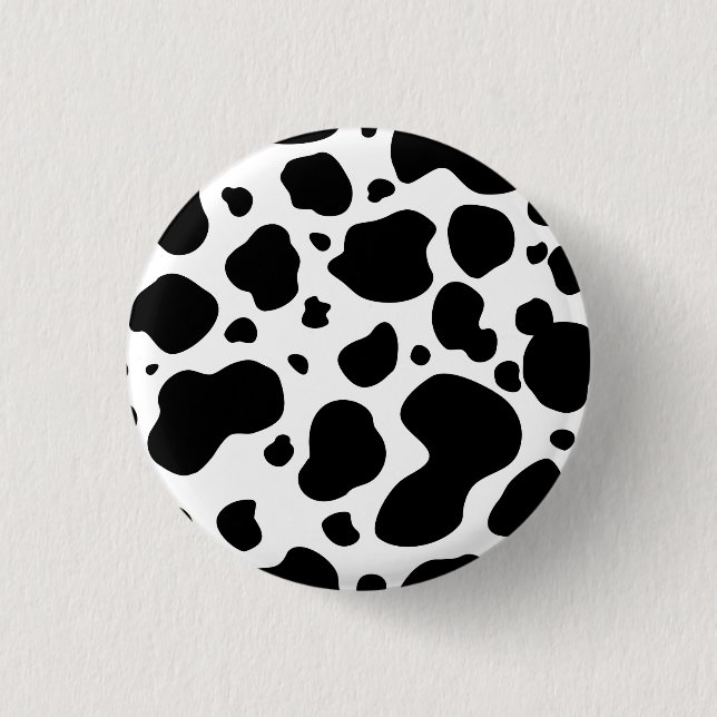 Kuh-Stellen-Muster-Schwarzweiss-Tierdruck Button (Vorderseite)