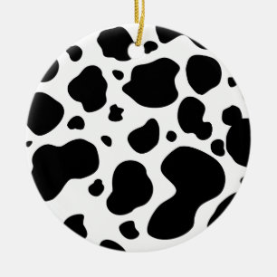 Kuh-Stellen-Muster-Schwarzweiss-Tierdruck Keramik Ornament