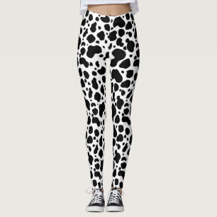 Kuh-Stellen-Muster-Schwarzweiss-Tierdruck Leggings