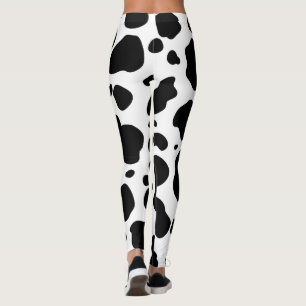 Kuh-Stellen-Muster-Schwarzweiss-Tierdruck Leggings
