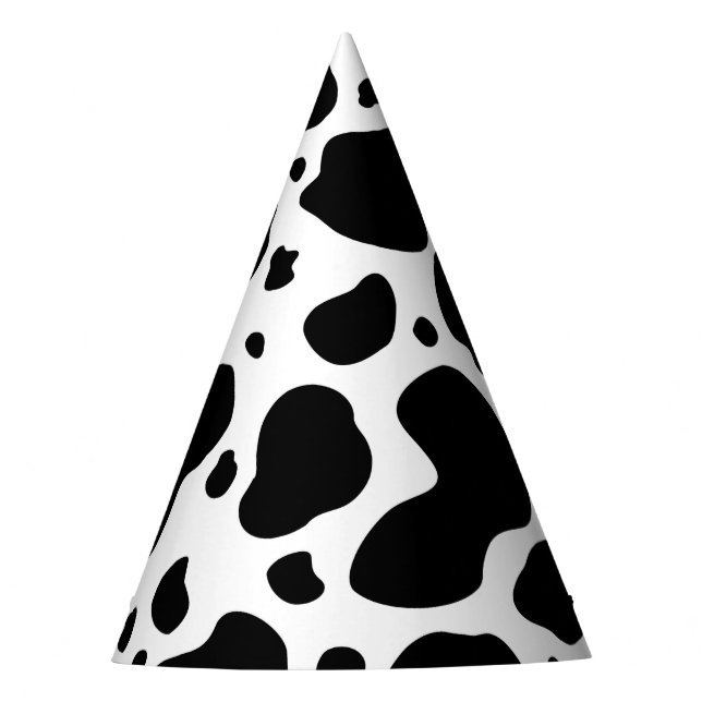 Kuh-Stellen-Muster-Schwarzweiss-Tierdruck Partyhütchen (Vorderseite)