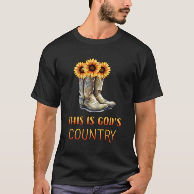 Kuh stickt Gottes schönes Land T-Shirt (Vorderseite)