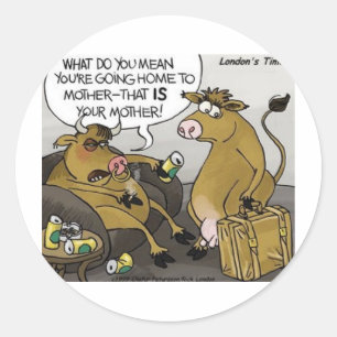 Kuh Stier Scheidung Lustige Cartoon Geschenke & T- Runder Aufkleber