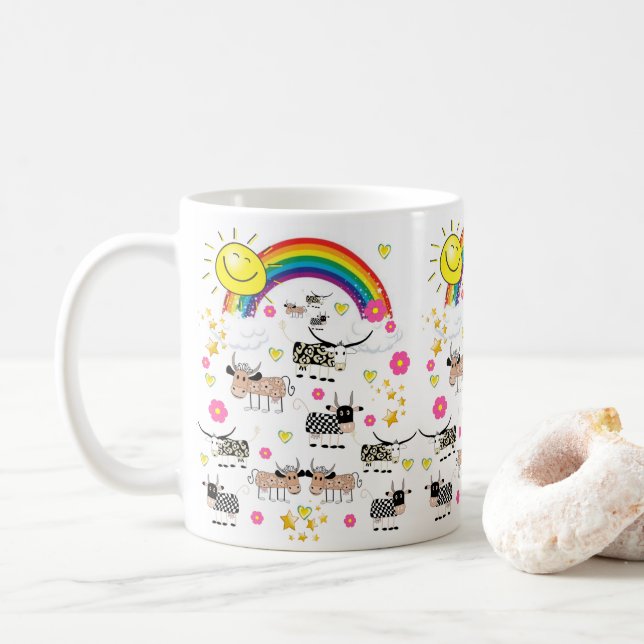 Kuh Sun Rainbow Tasse (Mit Donut)