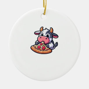 Kuh Tierfutter Pizza Margherita Feinschmecker _2 Keramik Ornament