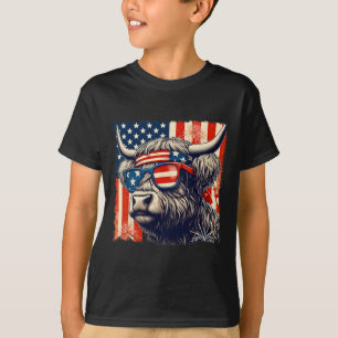 Kuh trägt amerikanische Flagge 4. Juli Farmer  T-Shirt
