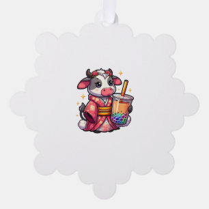 Kuh Trinkblasen Tee Japanischer Kimono _1_1 Ornament Karte