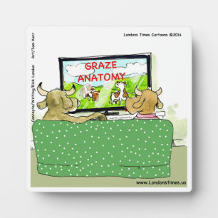 Kuh TV Lustige Cartoon-Plakette Fotoplatte