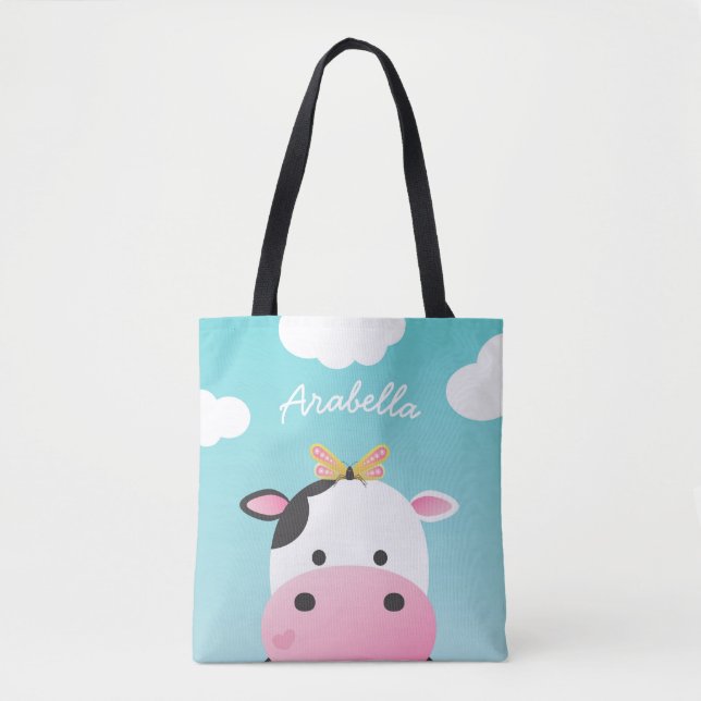 Kuh-u. Schmetterlings-Freundin-individueller Name Tasche (Vorderseite)