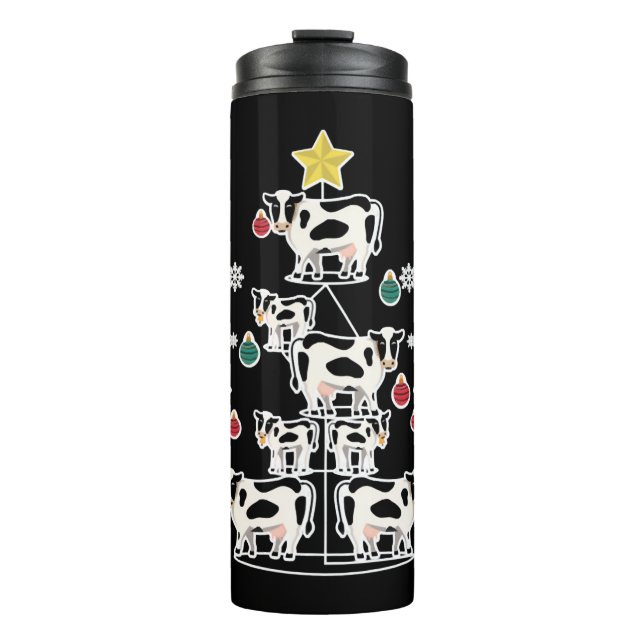 Kuh Ugly Weihnachtsbaum Design Dekoration Ornament Thermosbecher (Vorderseite)